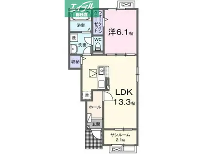 フィオーレ・カーサ(1LDK/1階)の間取り写真