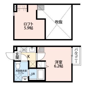ブエナビスタ長町(1K/2階)の間取り写真