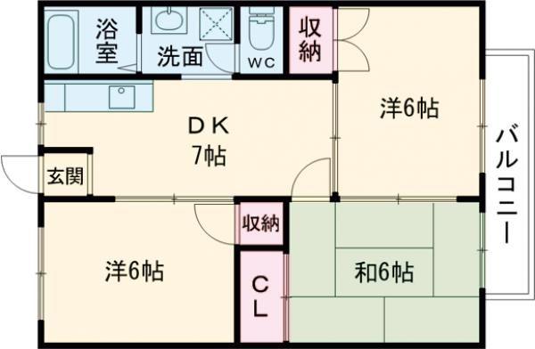 サンクス(3DK/2階)の間取り写真