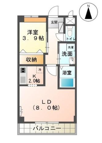 コンフォールそよ風(1LDK/2階)の間取り写真