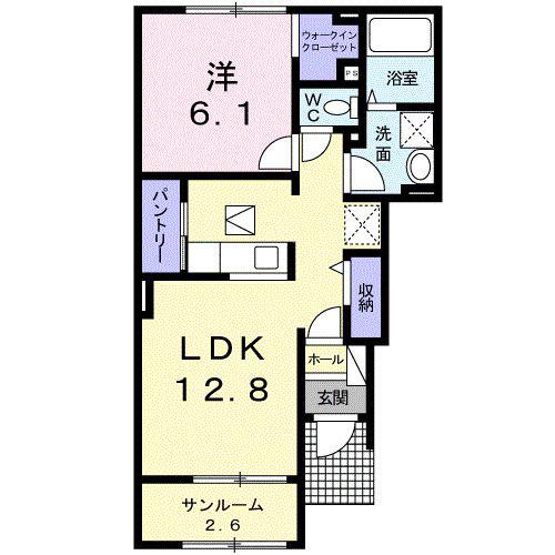 チューリップ・12(1LDK/1階)の間取り写真