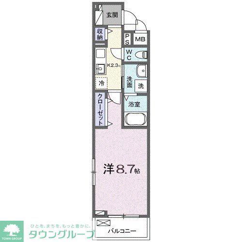 ヒカルサさいたま宮原(1K/1階)の間取り写真