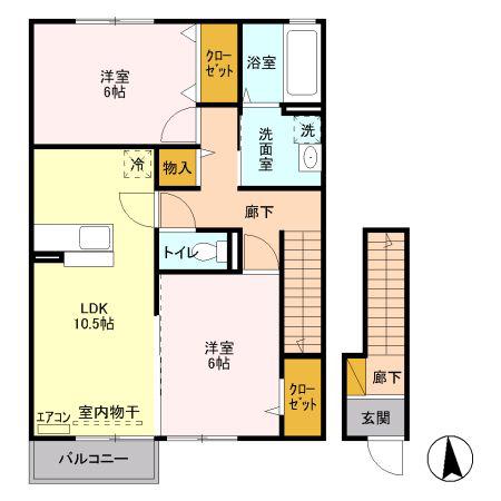 パルテール(2LDK/2階)の間取り写真
