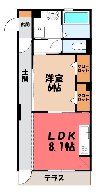 ラウレア(1LDK/1階)の間取り写真
