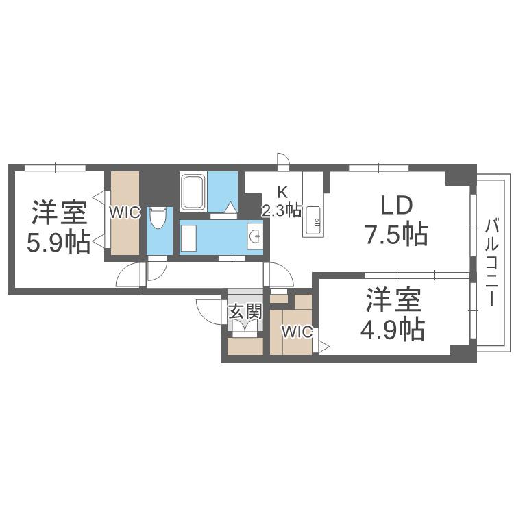 アルファスクエア中島公園(2LDK/3階)の間取り写真