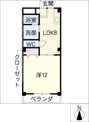 サンハイム荒子公園(1LDK/2階)の間取り写真