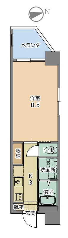 トーマス辻(1K/7階)の間取り写真