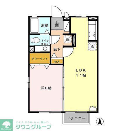 リッツハウス(1LDK/2階)の間取り写真