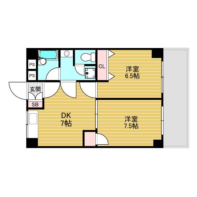 第2高光マンション(2DK/5階)の間取り写真
