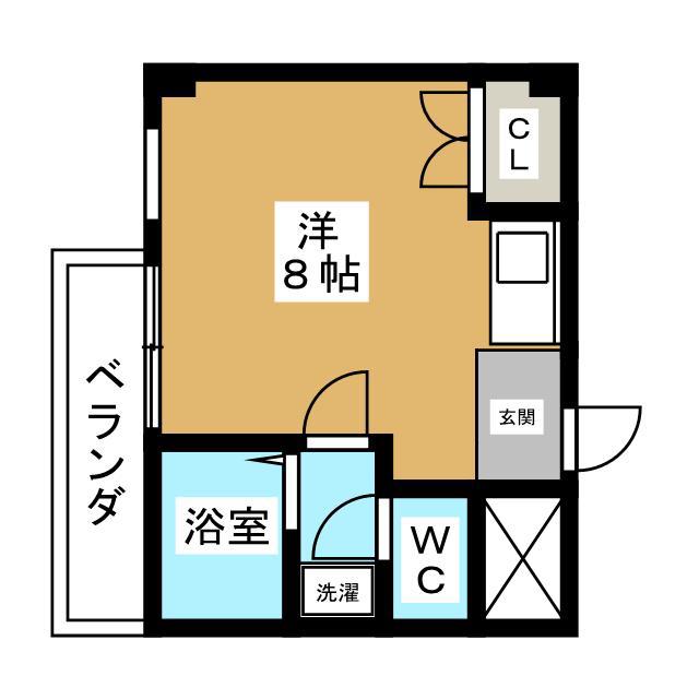 アデナ立川(ワンルーム/2階)の間取り写真