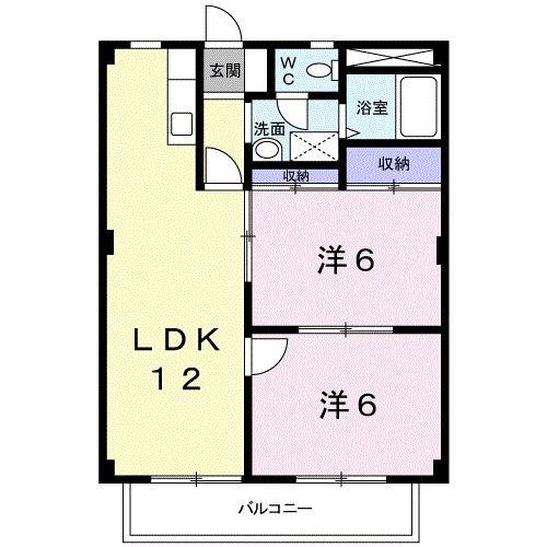ベルハイツ1(2LDK/1階)の間取り写真
