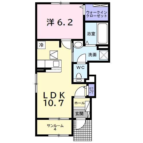 エスポワール(1LDK/1階)の間取り写真