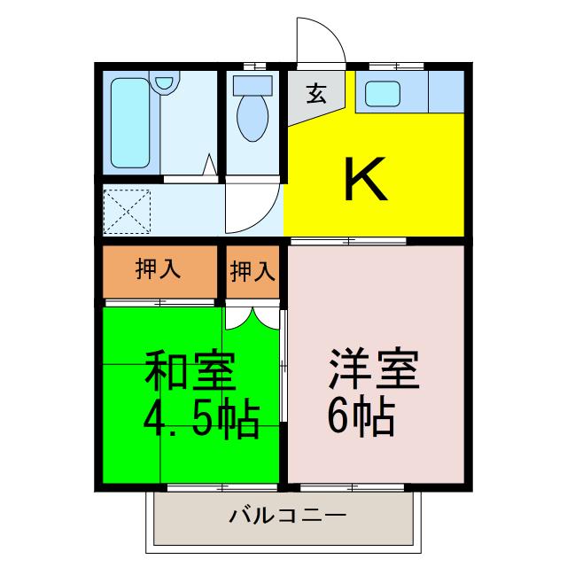 パークホーム(2K/2階)の間取り写真