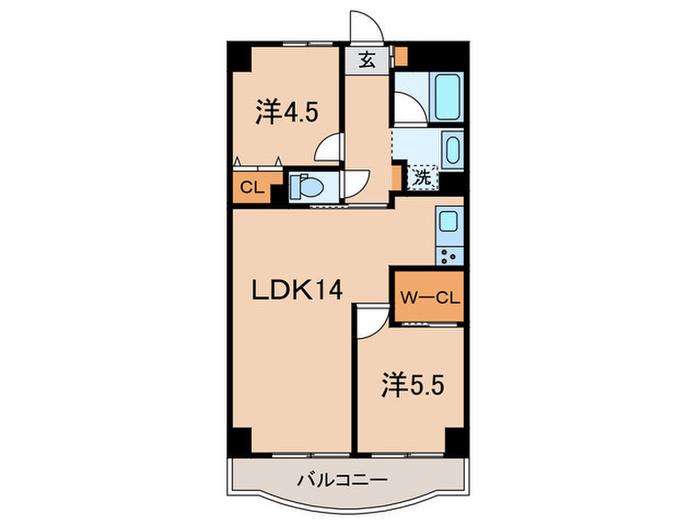 ヴェルドゥミール(2LDK/4階)の間取り写真
