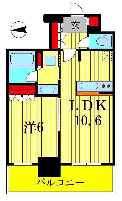 ライオンズタワー柏(1LDK/5階)の間取り写真