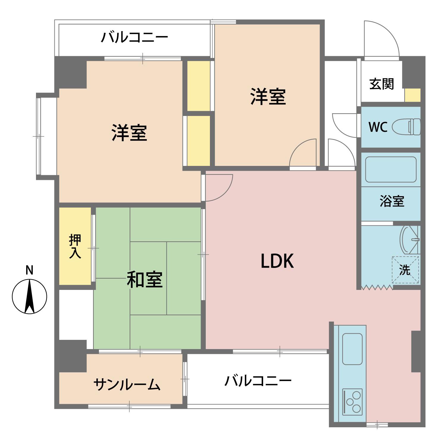 フィクトワール福井311(3LDK/5階)の間取り写真