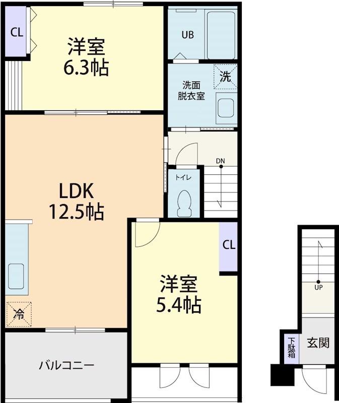 DOUX MAISON 鷲宮(2LDK/2階)の間取り写真