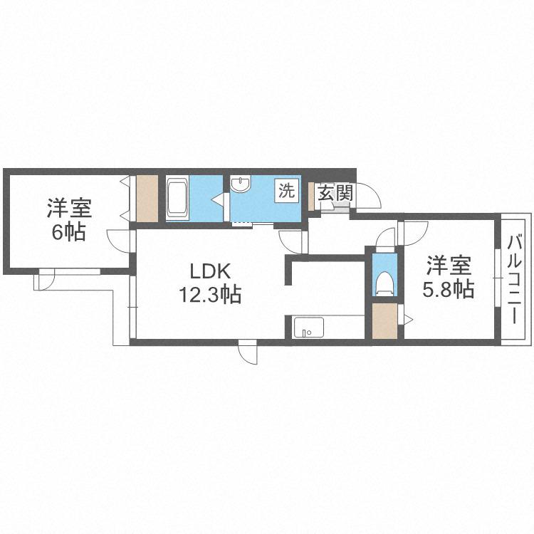 エール白石(2LDK/2階)の間取り写真