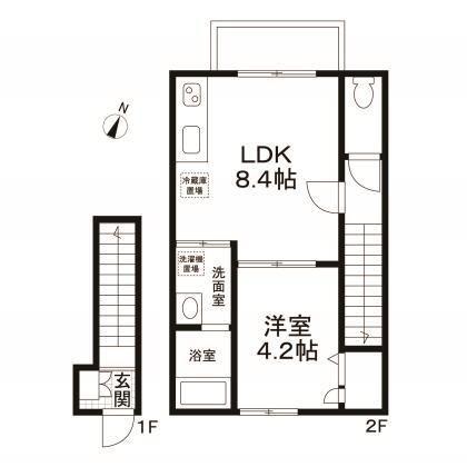 フォンターナII(1LDK/2階)の間取り写真