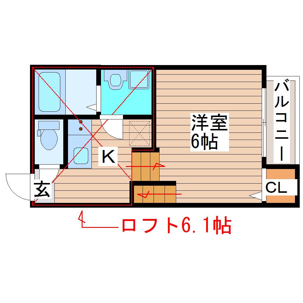 エスペランサ河原町(1K/1階)の間取り写真