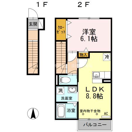 グランドゥール A(1LDK/2階)の間取り写真