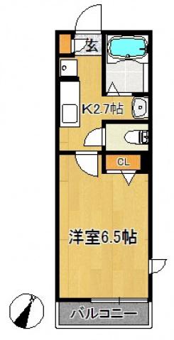 プレジオ鷺沼(1K/1階)の間取り写真