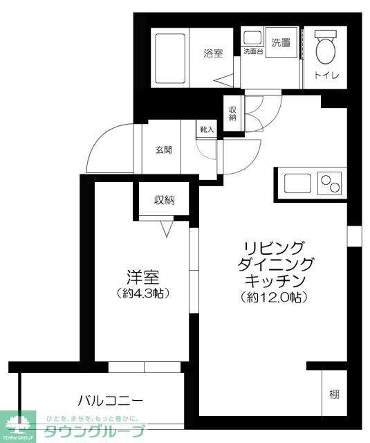 THE RESIDENCE NIHONBASHI(1LDK/4階)の間取り写真