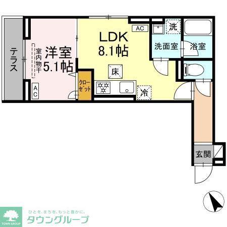 セレスティア桜上水(1LDK/1階)の間取り写真