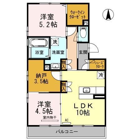 アーバン黒石(2LDK/2階)の間取り写真