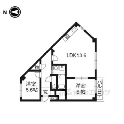 シャンデリ(2LDK/3階)の間取り写真