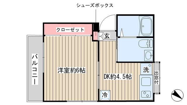 メルシー西小山(1DK/2階)の間取り写真