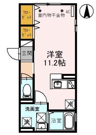 アンジェブラン(ワンルーム/1階)の間取り写真