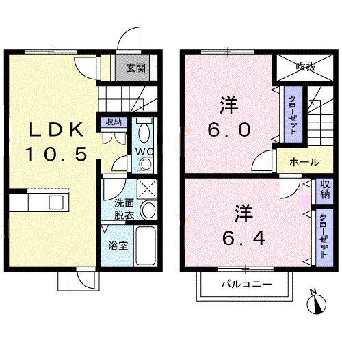 ジェイズタウンA(2LDK/1階)の間取り写真
