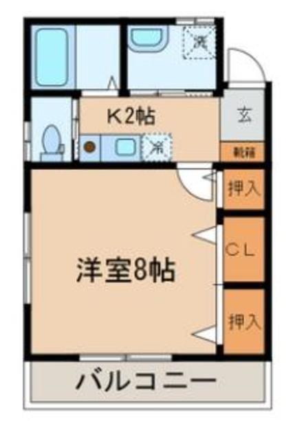 ＪＲ山手線 新大久保駅 徒歩6分 3階建 築55年(1K/2階)の間取り写真