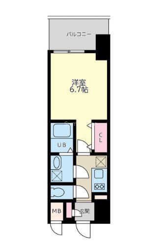 QUINTET NAMBA(1K/15階)の間取り写真