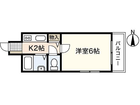 メルカード壱番館(1K/2階)の間取り写真