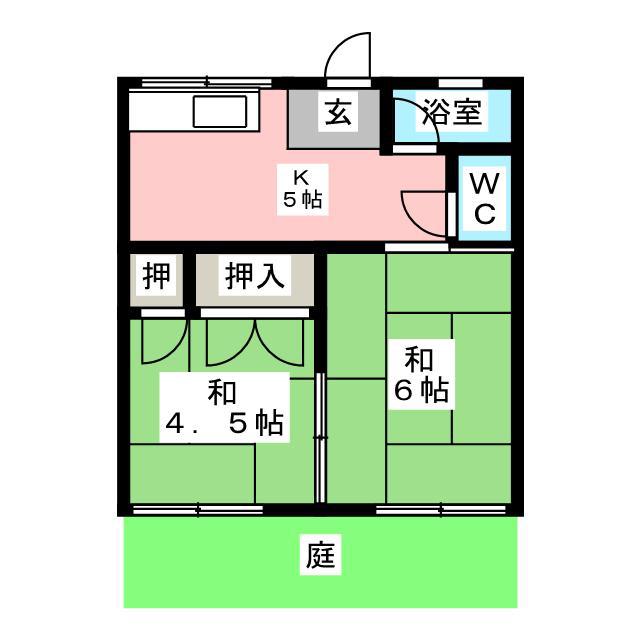 田中コーポ(2K/1階)の間取り写真