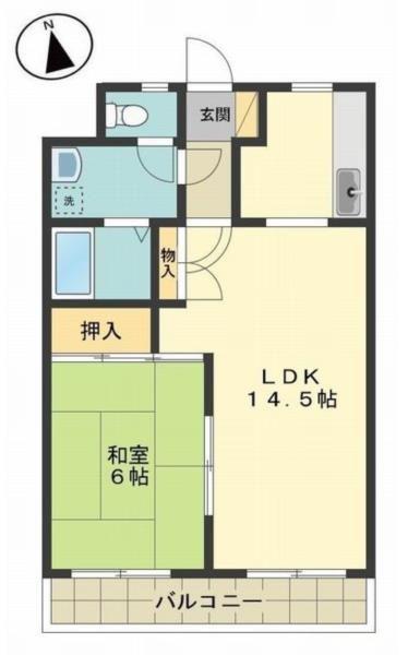 第三平野ハイツ(1LDK/1階)の間取り写真