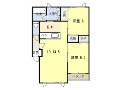 タネットK館(2LDK/1階)の間取り写真