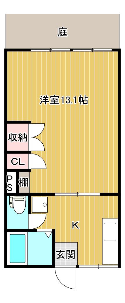 グランフォール(1K/1階)の間取り写真