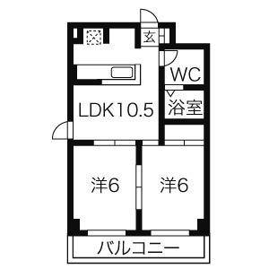 HIビル(2LDK/3階)の間取り写真