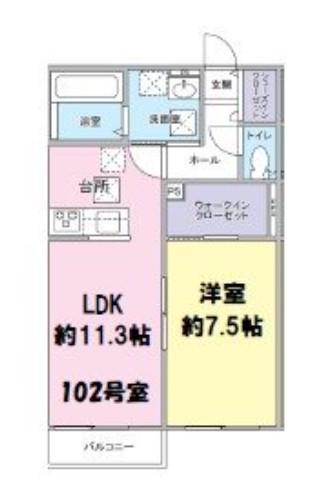はなこーぽ清新(1LDK/1階)の間取り写真