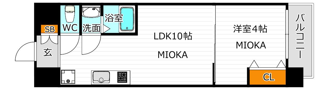 AND TERRACE 文の里(1LDK/3階)の間取り写真