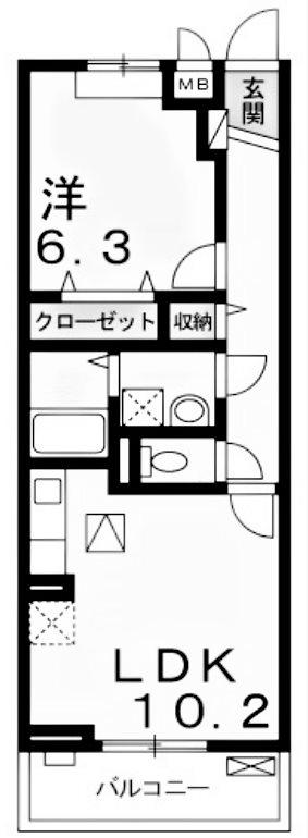 ファーストヒルズII(1LDK/1階)の間取り写真