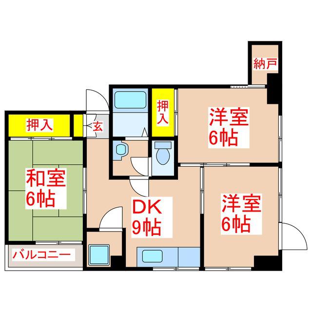 山下ビル(3DK/4階)の間取り写真
