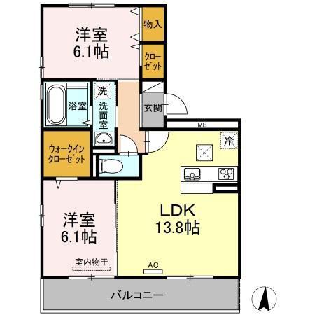 グリーンパークMIYUKI(2LDK/1階)の間取り写真