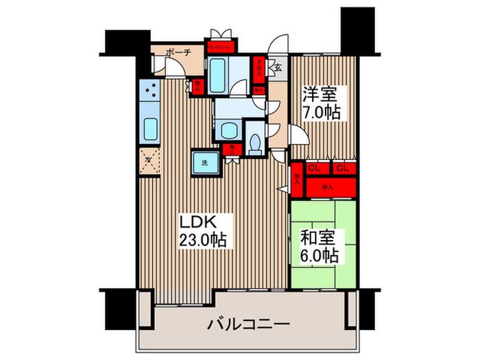ダイアパレス草加ヴィラリゾート(2LDK/5階)の間取り写真