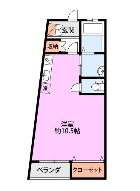 ガーデンヒルズ寺尾台A(ワンルーム/1階)の間取り写真
