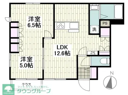 上草柳8丁目メゾン(2LDK/1階)の間取り写真