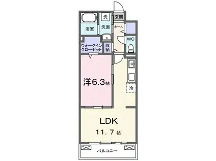 ブライトリーフ(1LDK/2階)の間取り写真
